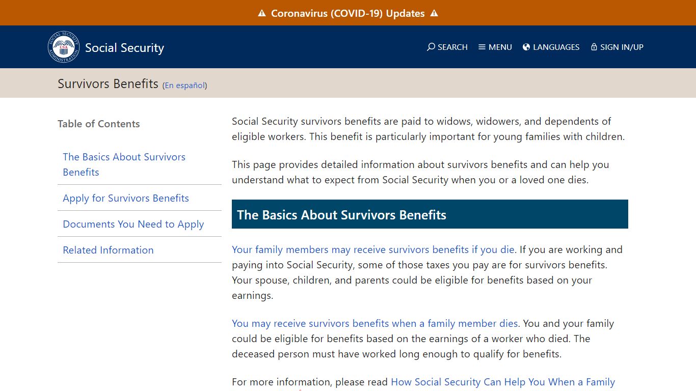 Survivors Benefits | SSA - Social Security Administration